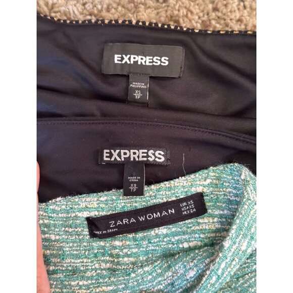 EXPRESS ZARA Sequin Tweed Mini Skirt Bodycon Partywear Stretch Career Sz XS READ - Picture 3 of 14